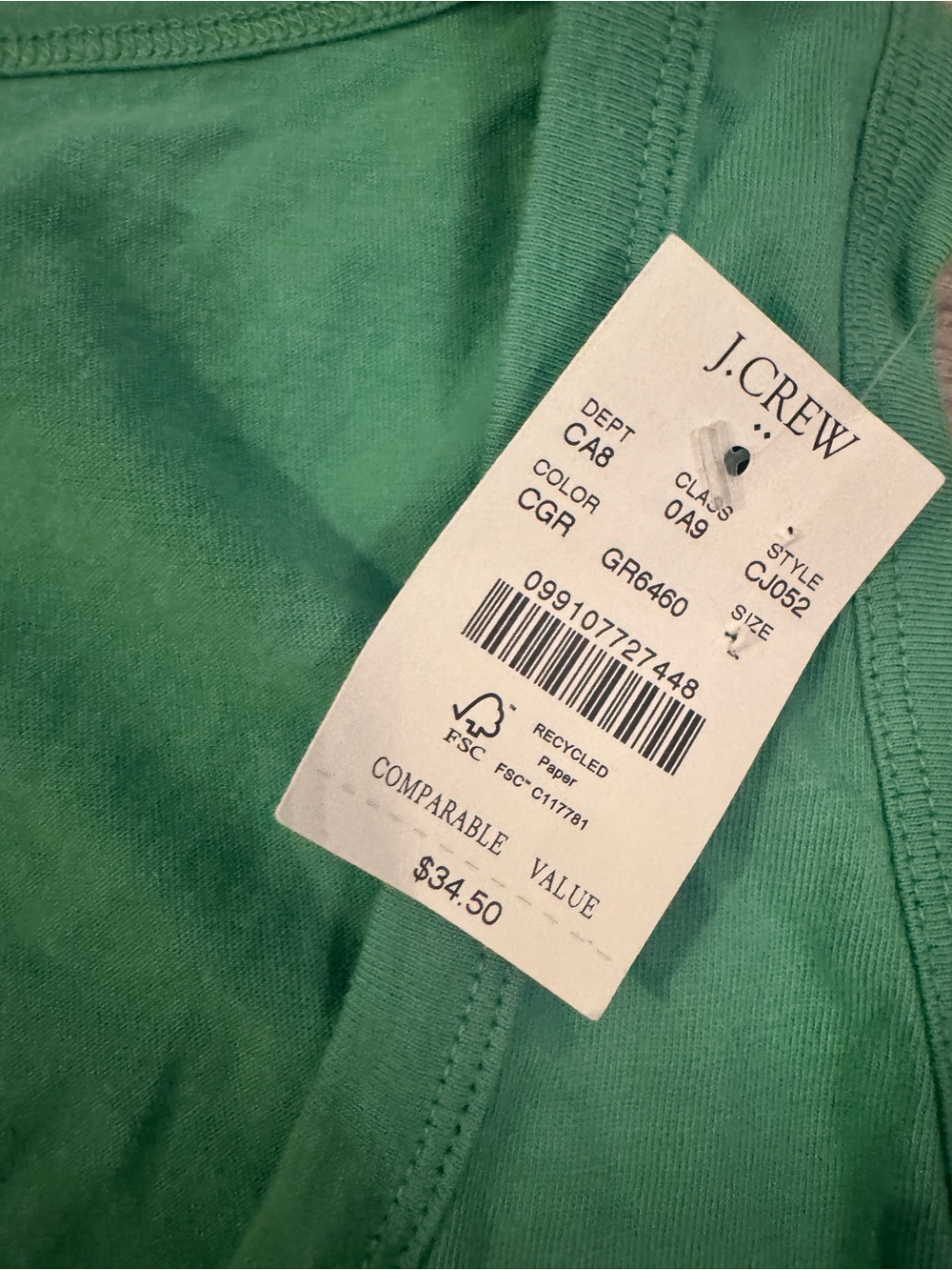 J.Crew Green Broken-In Jersey Tank - Picture 2 of 4